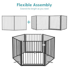 Freestanding Dog Safety Gate with Door for Indoor & Outdoor Use