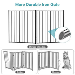 Freestanding Dog Safety Gate with Door for Indoor & Outdoor Use