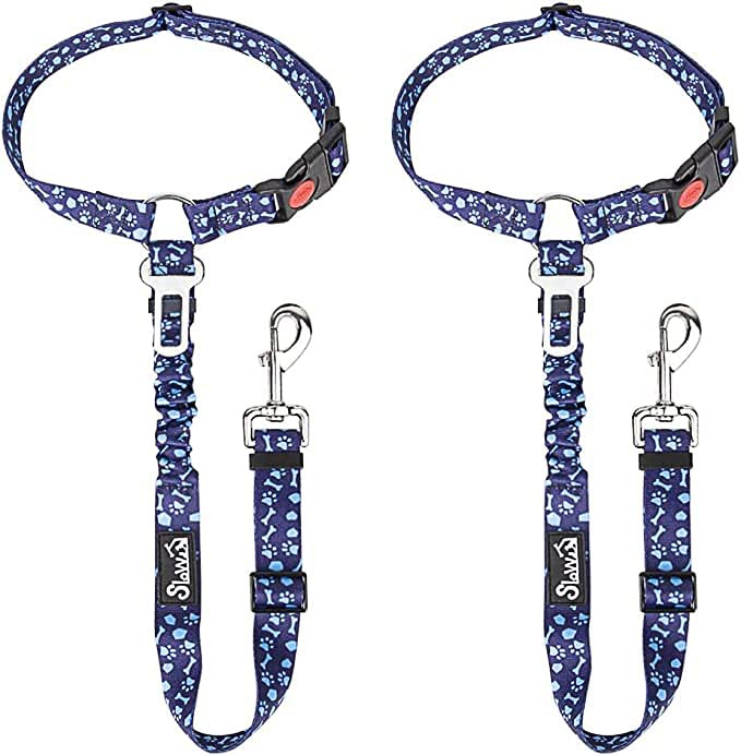 2-Pack Dog Car Seat Belt with Adjustable Bungee for Safe Travel