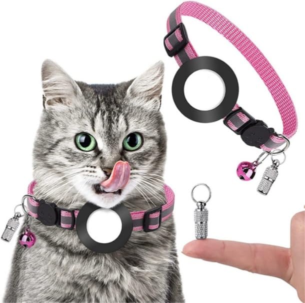 Reflective Waterproof AirTag Pet Collar with QR Code for Cats & Dogs