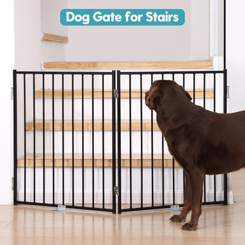 Freestanding Dog Safety Gate with Door for Indoor & Outdoor Use