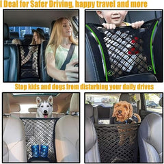 Dog Car Net Barrier with Storage Pouch for Cars & SUVs
