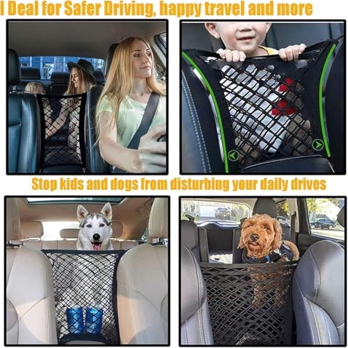Dog Car Net Barrier with Storage Pouch for Cars & SUVs