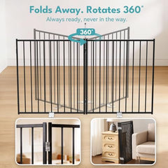 Freestanding Dog Safety Gate with Door for Indoor & Outdoor Use