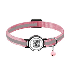 Reflective Waterproof AirTag Pet Collar with QR Code for Cats & Dogs