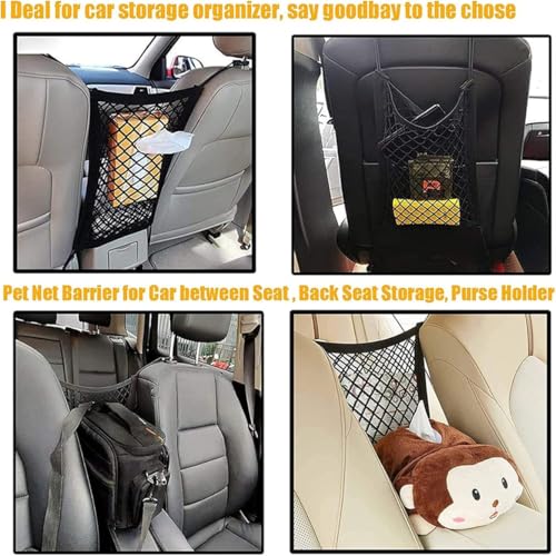 Dog Car Net Barrier with Storage Pouch for Cars & SUVs