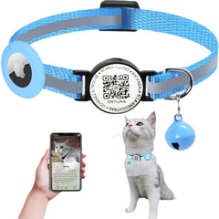 Reflective Waterproof AirTag Pet Collar with QR Code for Cats & Dogs
