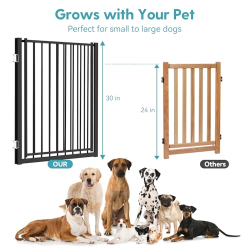 Freestanding Dog Safety Gate with Door for Indoor & Outdoor Use