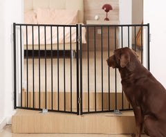 Freestanding Dog Safety Gate with Door for Indoor & Outdoor Use