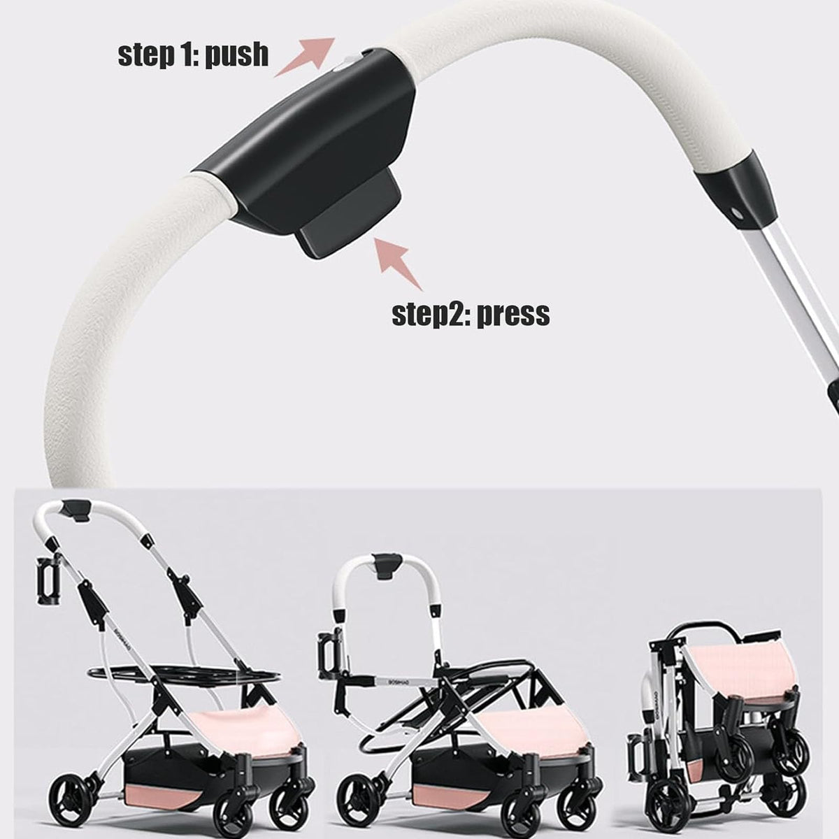 Foldable 4-Wheel Pet Stroller with Detachable Carrier & Safety Belt