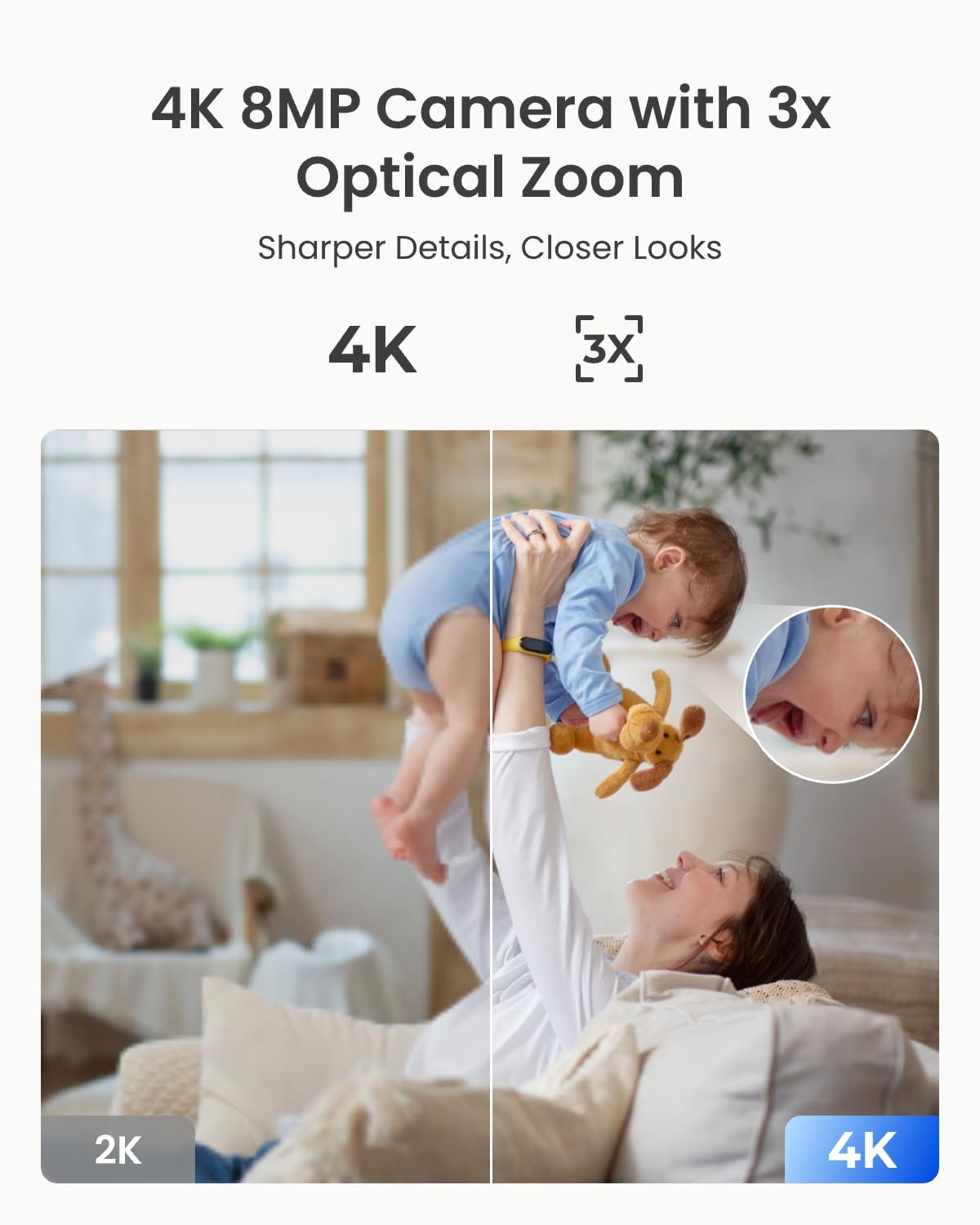 5MP Indoor Pet Camera with 3X Zoom & Auto Tracking