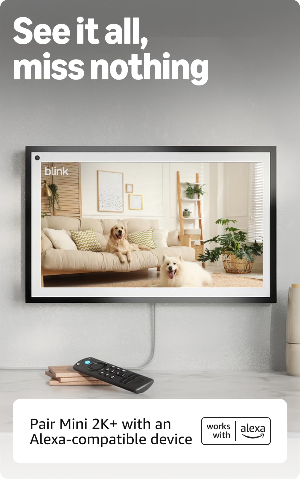 Blink Mini 2K+ (newest model) – Plug-in Home & Pet Indoor Security Camera with 2K video resolution, night vision, enhanced audio, motion detection – 1 camera (Black)