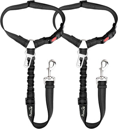 2-Pack Dog Car Seat Belt with Adjustable Bungee for Safe Travel