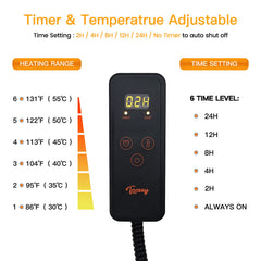 Pet Heating Pad with 6 Temperature Levels & Timer for Dogs & Cats