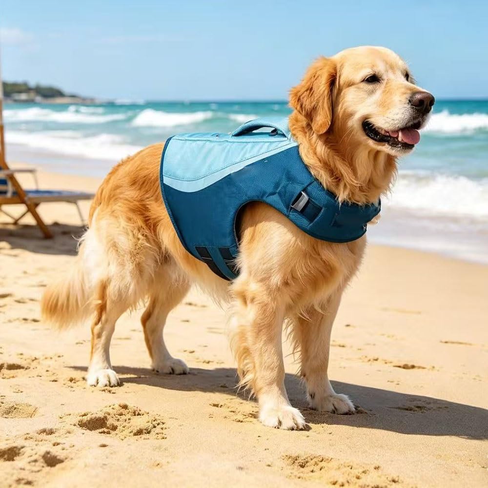 Adjustable Dog Life Jacket with Handle for Swimming & Boating