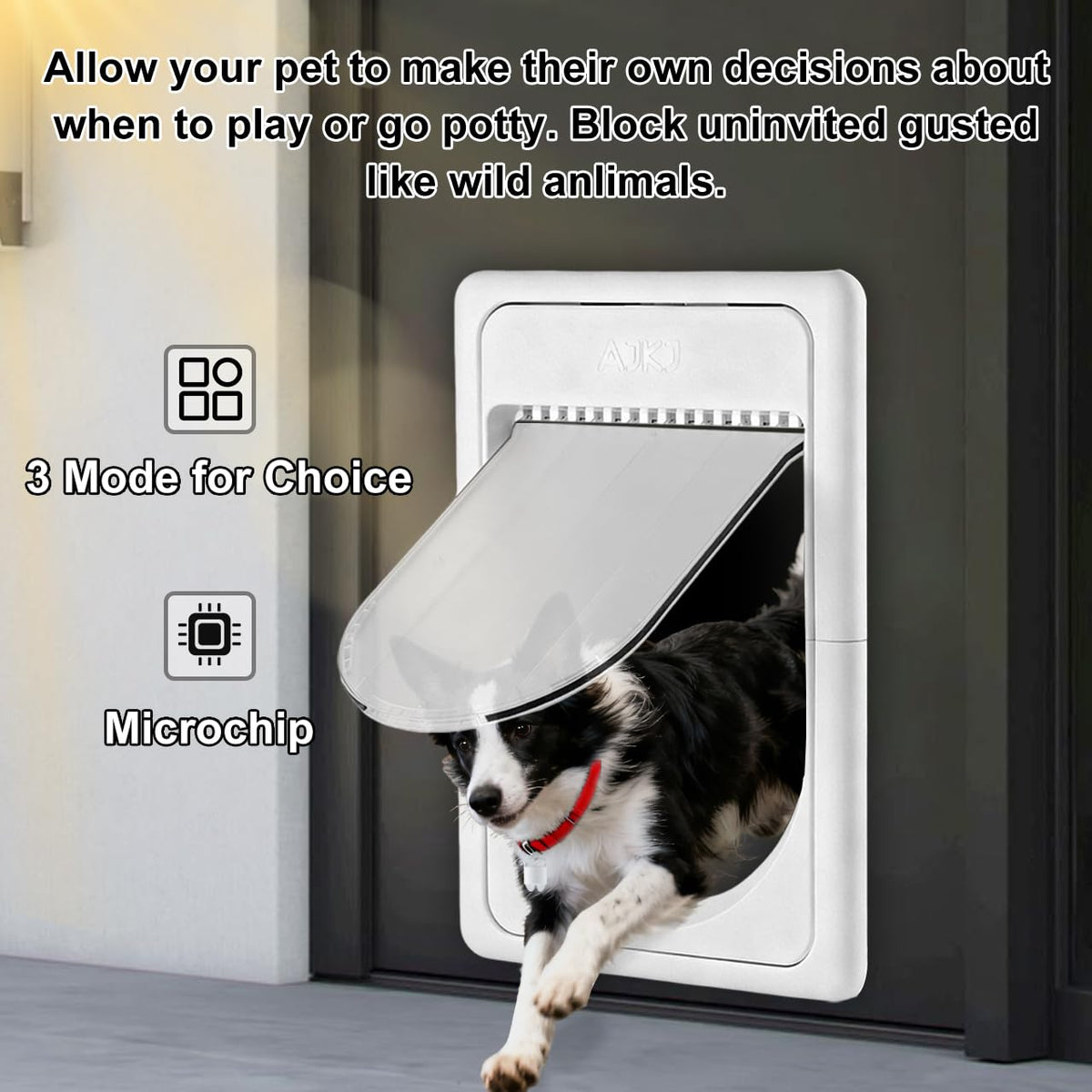 Smart Electronic Pet Door with 3 Modes for Small & Medium Pets