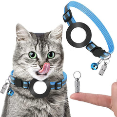 Reflective Waterproof AirTag Pet Collar with QR Code for Cats & Dogs