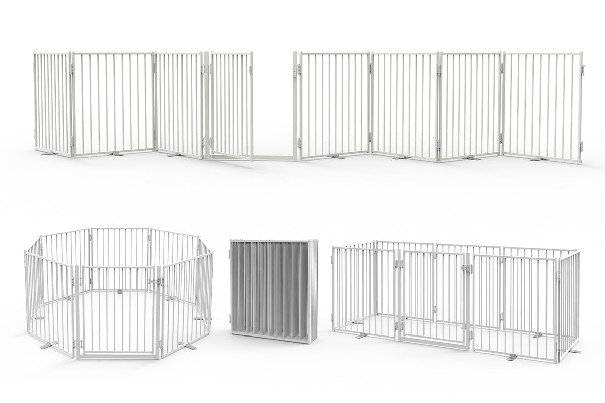 Freestanding Dog Safety Gate with Door for Indoor & Outdoor Use