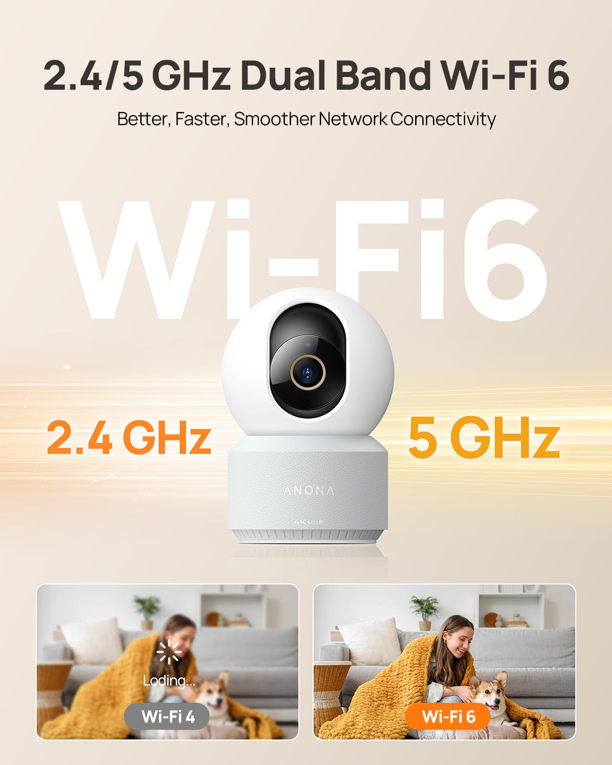 4K Indoor Pet Security Camera with HD Video Monitoring