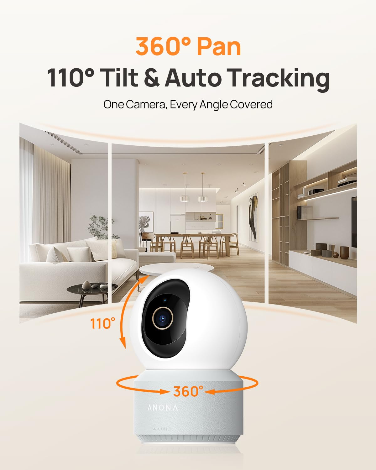 4K Indoor Pet Security Camera with HD Video Monitoring