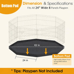 8-Panel Foldable Metal Pet Playpen with Bottom Pad & Cover