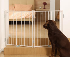 Freestanding Dog Safety Gate with Door for Indoor & Outdoor Use
