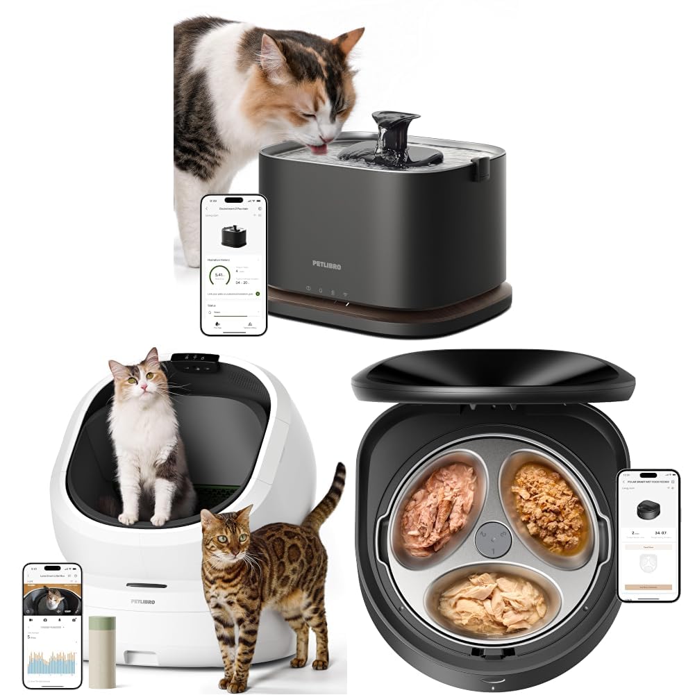 Smart Pet Care Bundle with Cordless Fountain, Feeder & Litter Box
