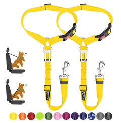 2-Pack Dog Car Seat Belt with Adjustable Bungee for Safe Travel