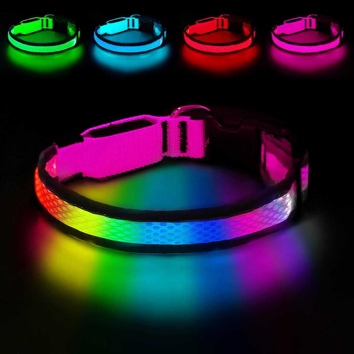 Rechargeable LED Dog Collar for Night Walking & Visibility