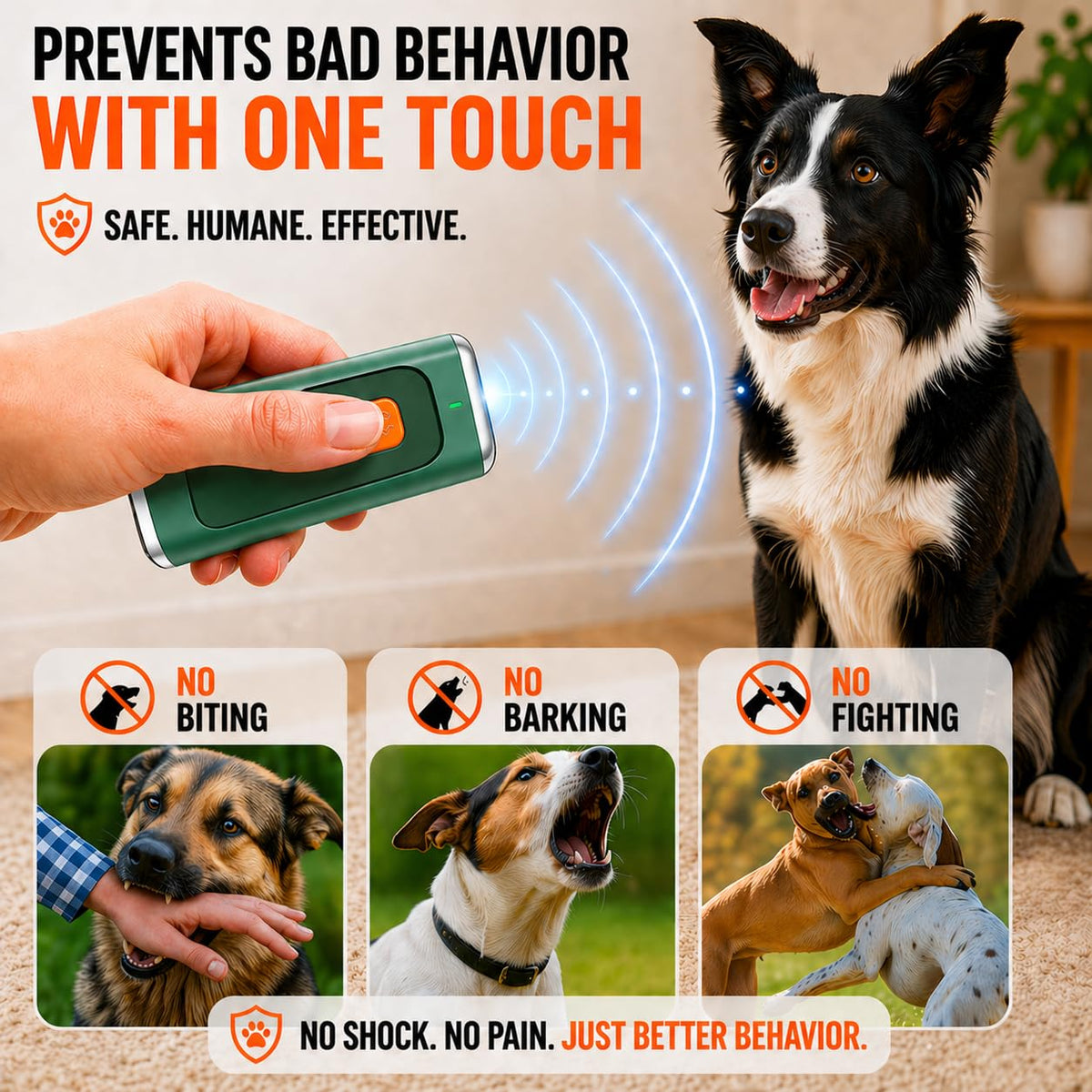 Rechargeable Ultrasonic Dog Bark Deterrent & Training Device