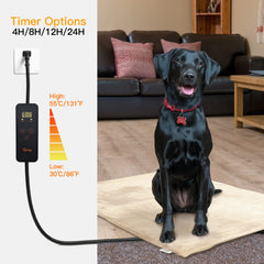 Pet Heating Pad with 6 Temperature Levels & Timer for Dogs & Cats