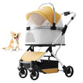 Foldable 4-Wheel Pet Stroller with Detachable Carrier & Safety Belt