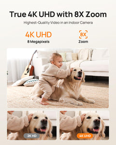 4K Indoor Pet Security Camera with HD Video Monitoring