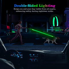 Rechargeable LED Dog Leash with 7 Lighting Modes & Padded Handle