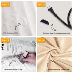 Pet Heating Pad with 6 Temperature Levels & Timer for Dogs & Cats