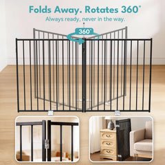 Freestanding Dog Safety Gate with Door for Indoor & Outdoor Use
