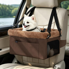 Deluxe Small Dog Booster Car Seat with Metal Frame & Safety Leash