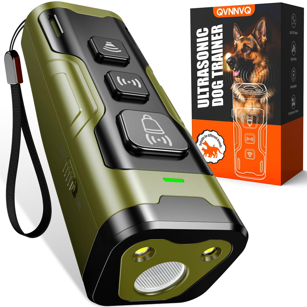 Ultrasonic Dog Bark Deterrent with 4 Modes & 50ft Range