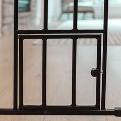 Extra-Wide Pressure-Mounted Pet Safety Gate with Small Pet Door