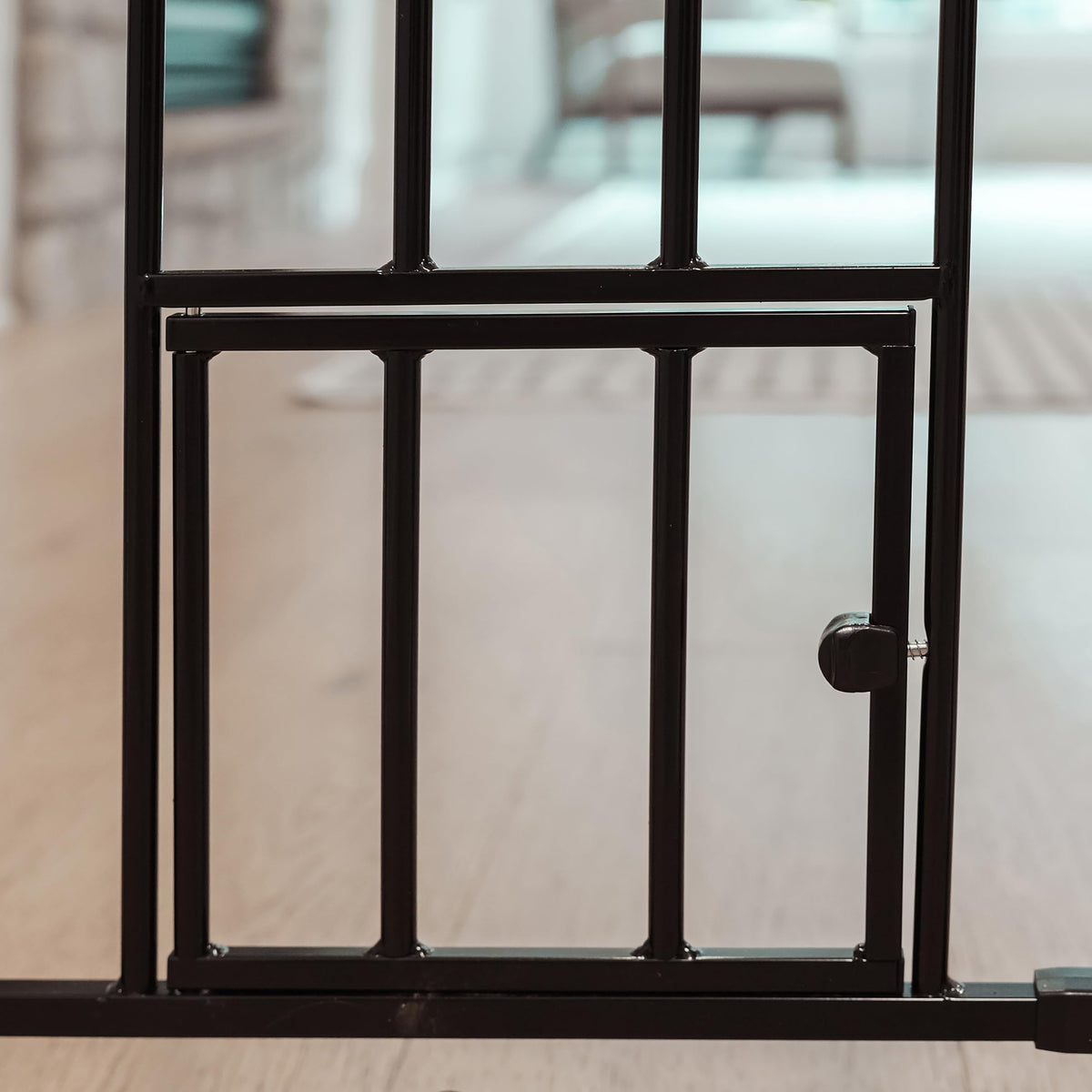 Extra-Wide Pressure-Mounted Pet Safety Gate with Small Pet Door