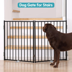 Freestanding Dog Safety Gate with Door for Indoor & Outdoor Use