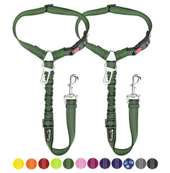 2-Pack Dog Car Seat Belt with Adjustable Bungee for Safe Travel