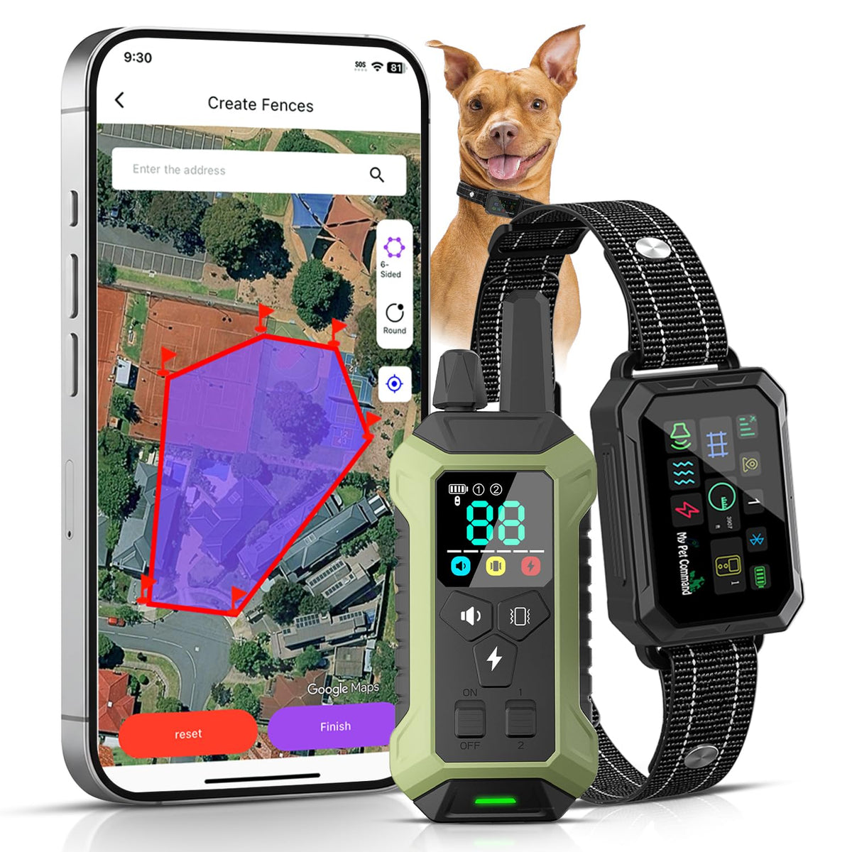 Smart Wireless GPS Dog Fence & Training Collar with App Control
