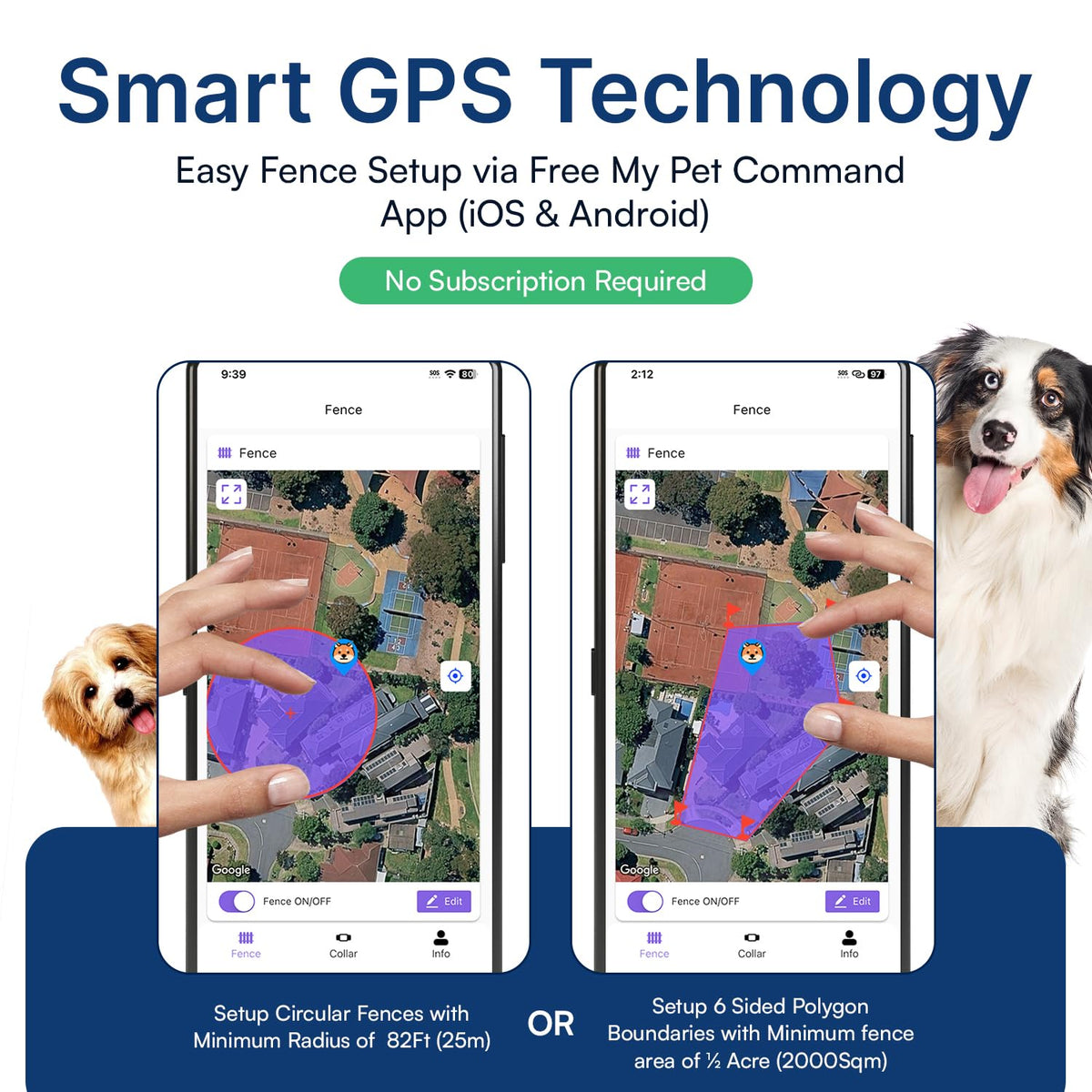 Smart Wireless GPS Dog Fence & Training Collar with App Control