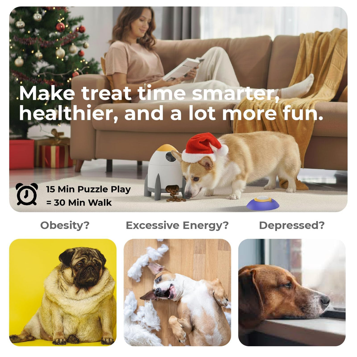 Interactive Automatic Dog Puzzle Feeder & Treat Dispenser