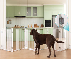 Freestanding Dog Safety Gate with Door for Indoor & Outdoor Use