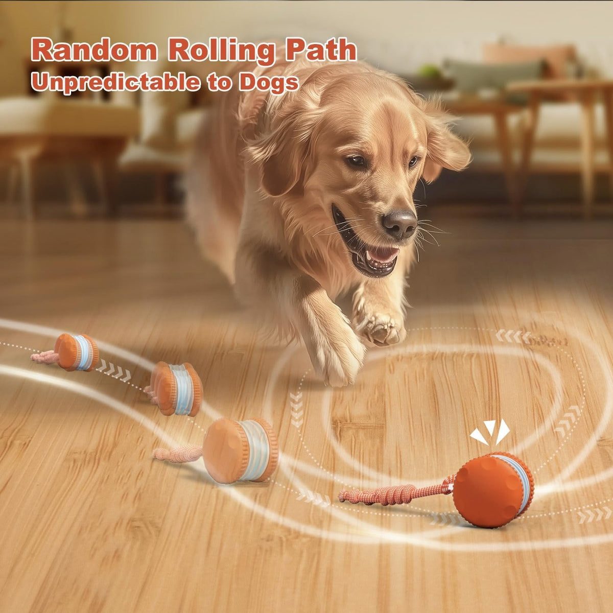 Interactive Automatic Dog Ball Toy with Rope for Mental Stimulation
