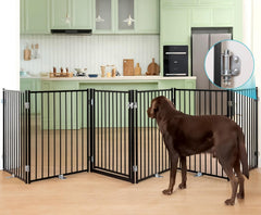 Freestanding Dog Safety Gate with Door for Indoor & Outdoor Use