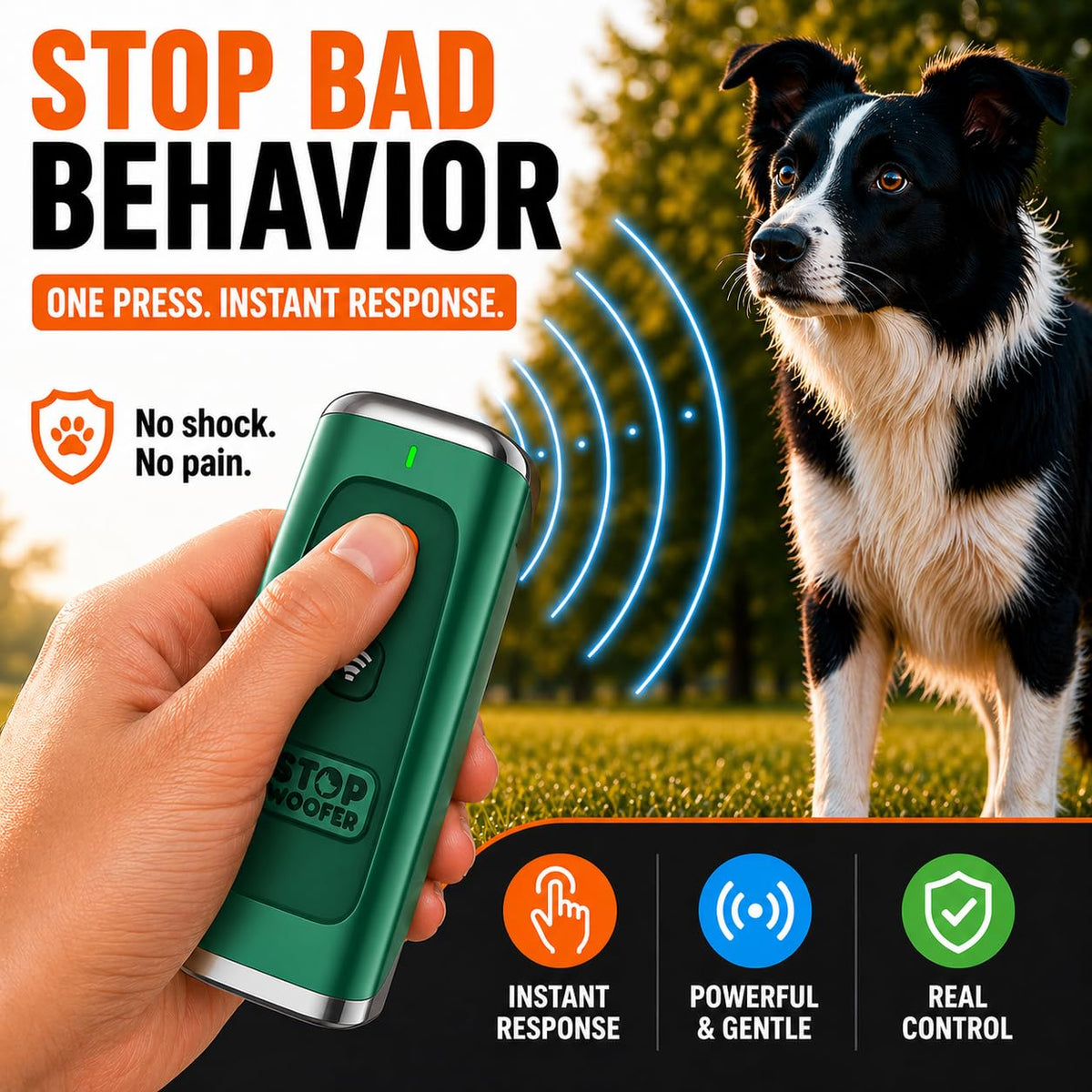 Rechargeable Ultrasonic Dog Bark Deterrent & Training Device