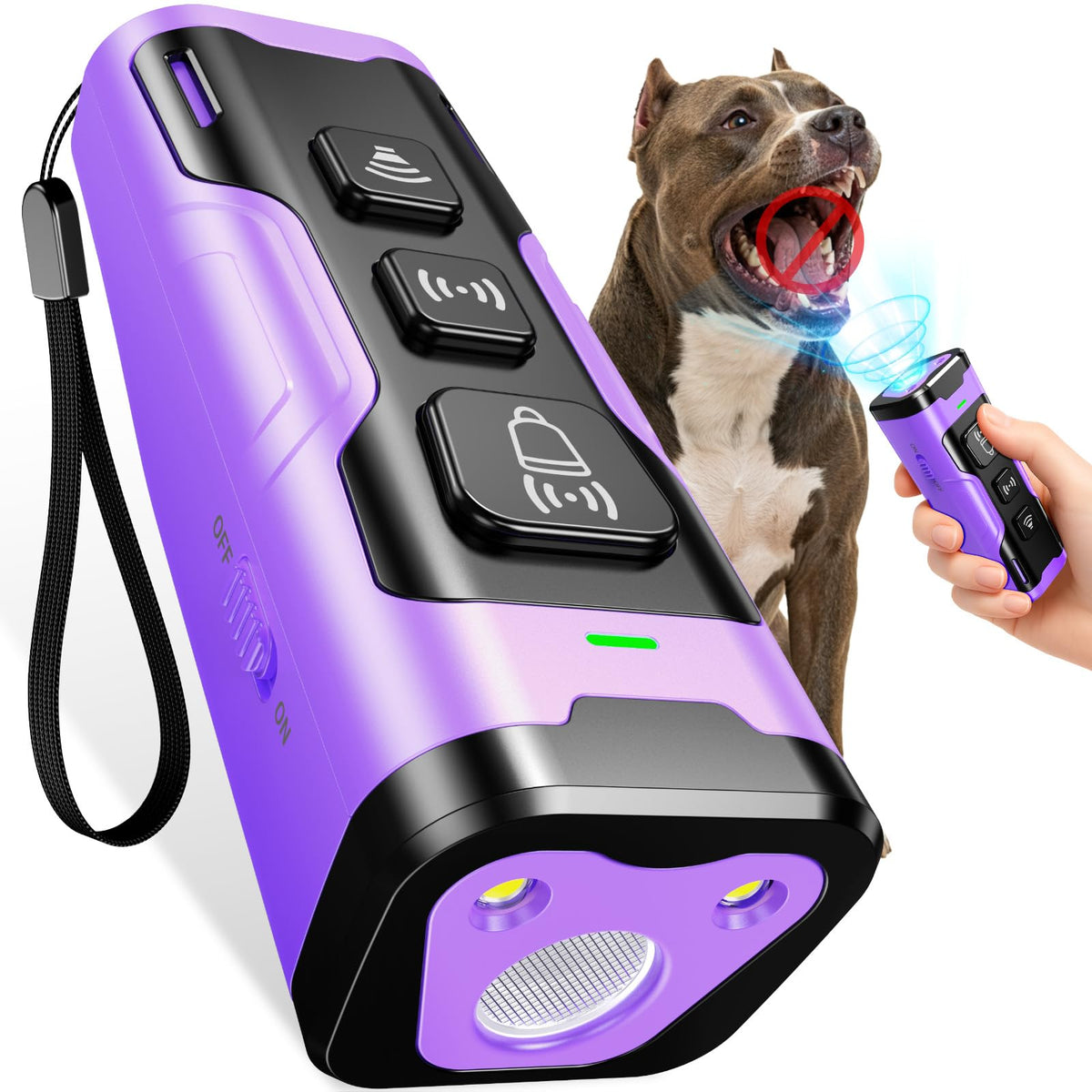 Ultrasonic Dog Bark Deterrent with 4 Modes & 50ft Range